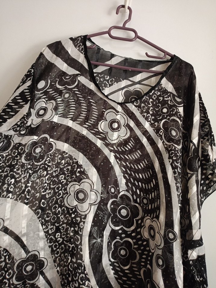 Bohem Siyah Gri Batik Desenli pareo - Görsel 3