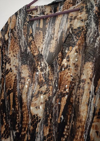 Bohem Yılan Desenli Uzun V Yaka Kadın pareo - Görsel 5