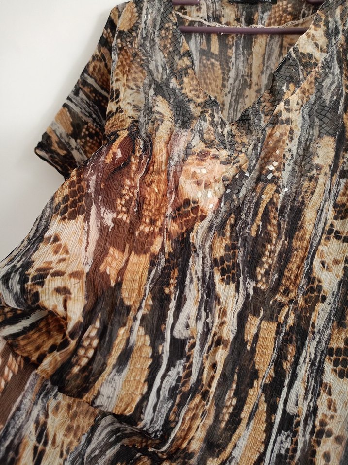 Bohem Yılan Desenli Uzun V Yaka Kadın pareo - Görsel 4