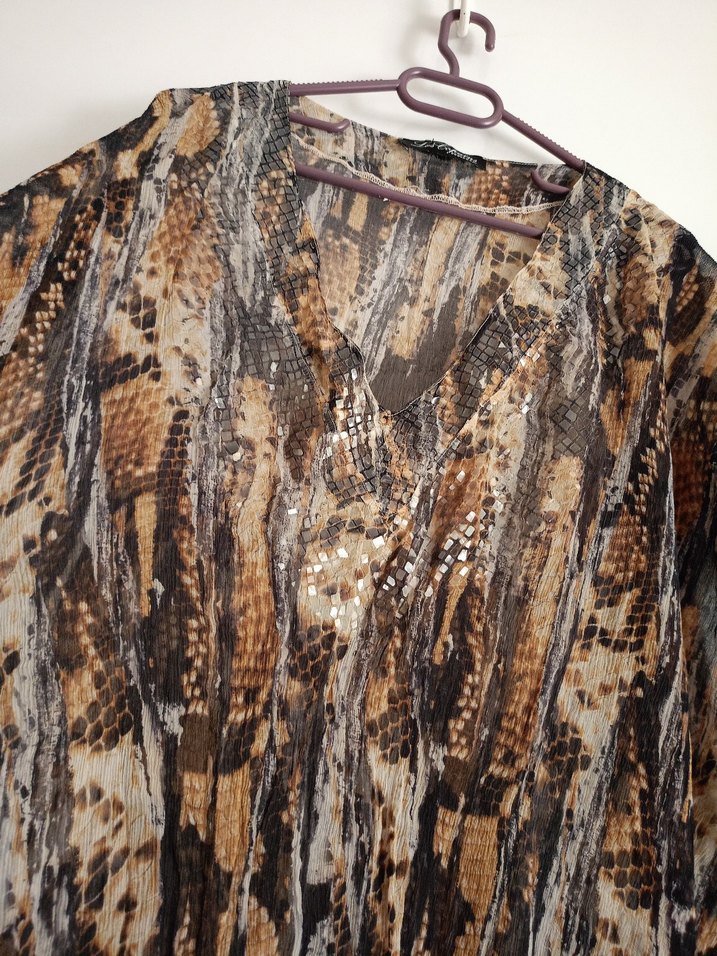 Bohem Yılan Desenli Uzun V Yaka Kadın pareo - Görsel 2