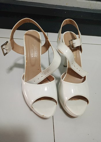 39 Beden beyaz Renk Beyaz Tokalı Platform Stiletto Kadın Ayakkabı