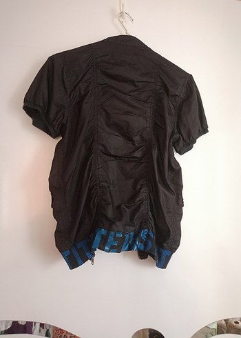 Siyah Fermuarlı Kısa Kollu Street Wear Ceket - Görsel 6