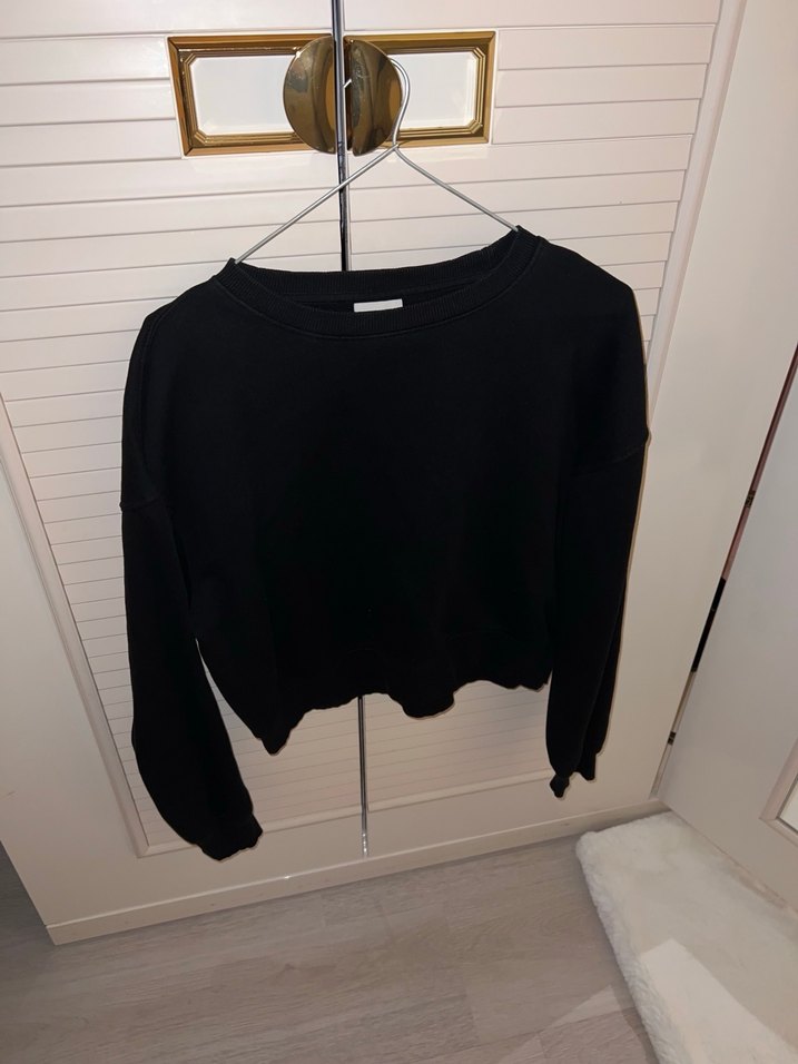 Siyah Kadın Sweatshirt, Uzun Kollu, Salaş Kesim - Görsel 2