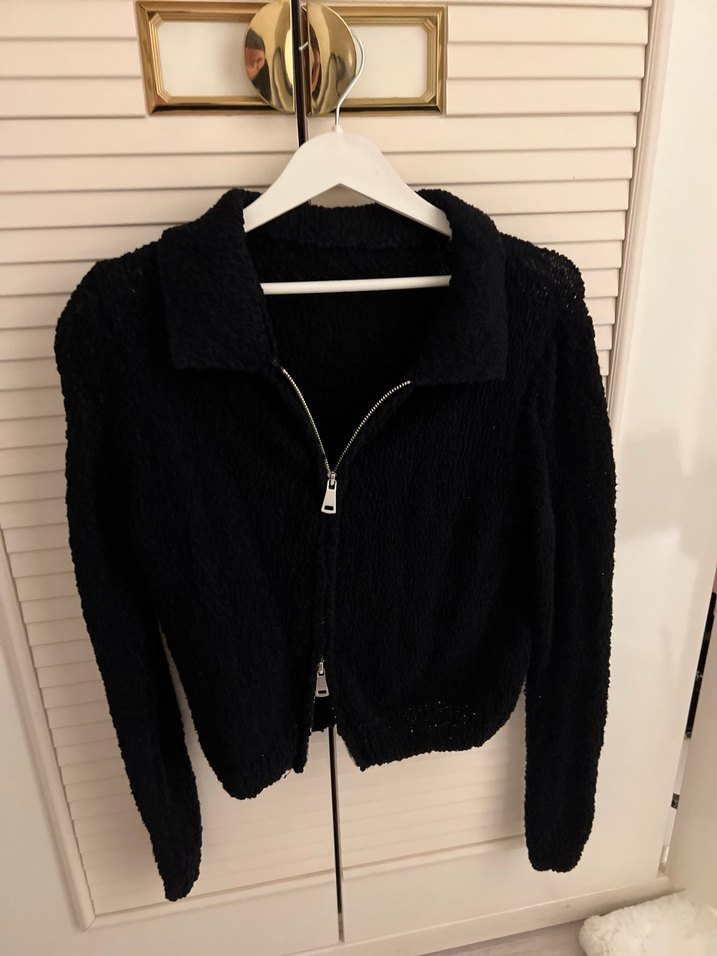 Lacivert Fermuarlı Uzun Kollu Midi Kadın Ceket - Görsel 5