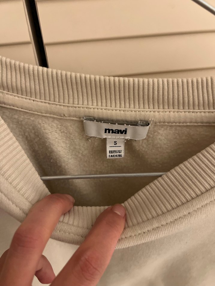 Bej Kadın Uzun Kollu Basic Sweatshirt - Görsel 2