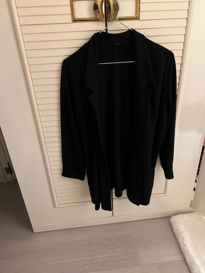 Siyah Kadın Keten Blazer Ceket - Görsel 2