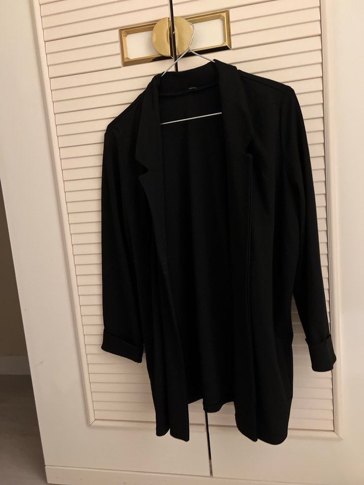 Siyah Kadın Keten Blazer Ceket - Görsel 3