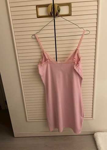 Pembe İnce Askılı Midi Kadın Gecelik - Görsel 3