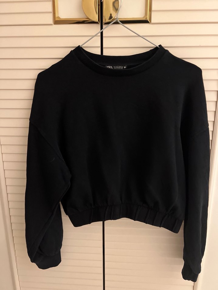 Siyah Kadın Salaş Sweatshirt - Görsel 2