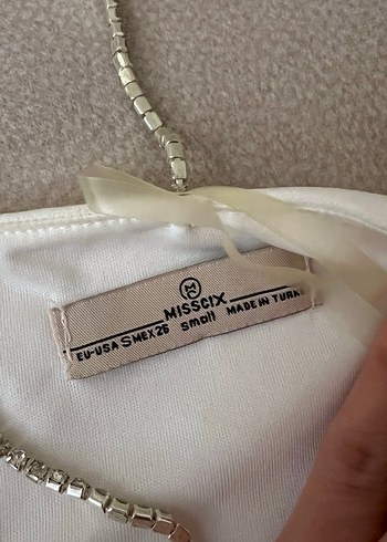 Beyaz Straplez Mini Elbise - Görsel 3