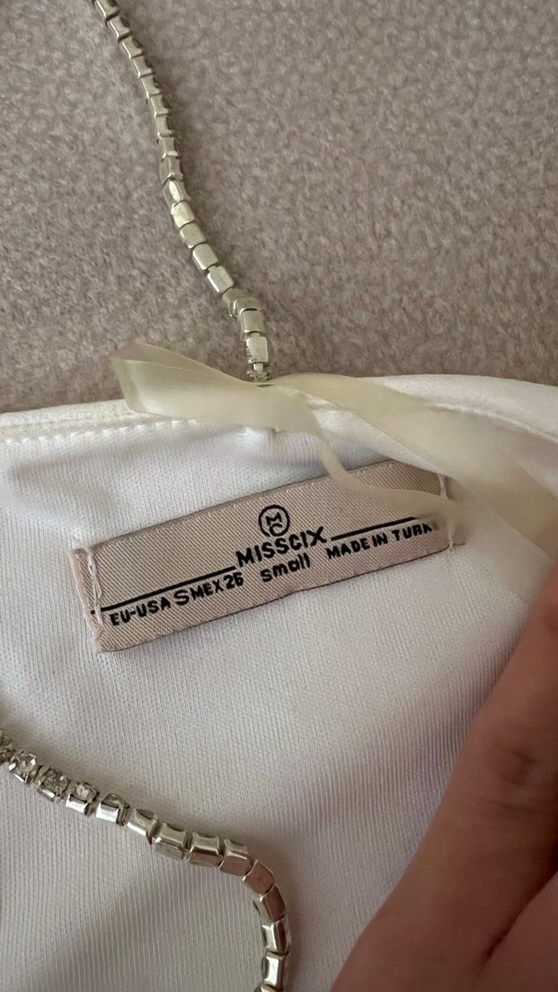 Beyaz Straplez Mini Elbise - Görsel 3