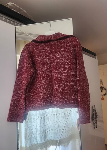 s Beden Kısa model (belde) Bordo Triko Kız Hırka Uzun Kollu