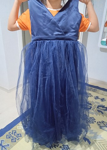 Drapeli Parlak Mavi Uzun - Görsel 4