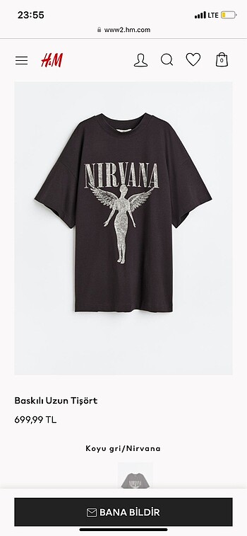 H&M nirvana baskılı tişört