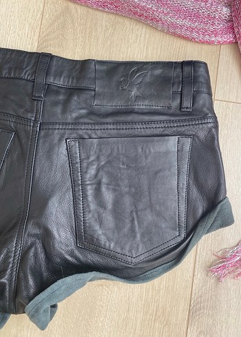Siyah Gerçek Deri Mini Şort One Teaspoon - Görsel 5