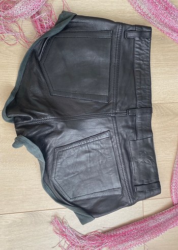 Siyah Gerçek Deri Mini Şort One Teaspoon - Görsel 6