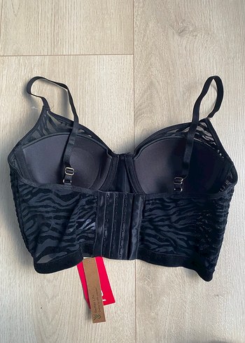 Siyah Zebra Desenli Mini Büstiyer - Görsel 4