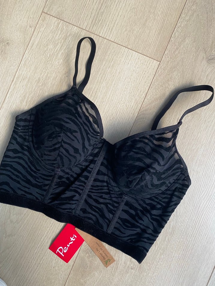 Siyah Zebra Desenli Mini Büstiyer - Görsel 2