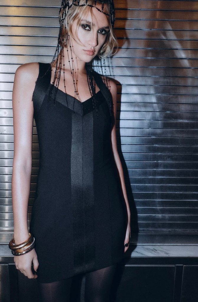 Siyah Strappy Gotik Kadın Abiye Elbise - Görsel 3