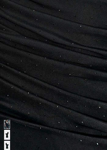 Straplez Drapeli Siyah Mini Elbise - Görsel 7