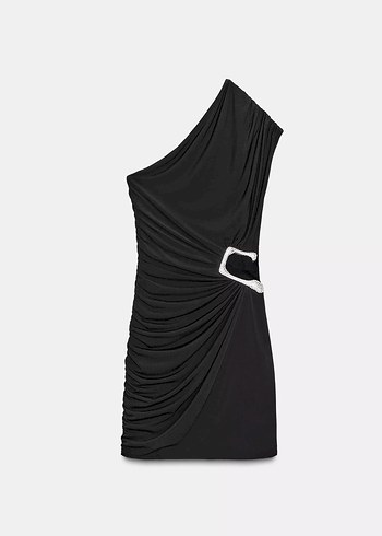 Siyah Straplez Mini Elbise - Görsel 4