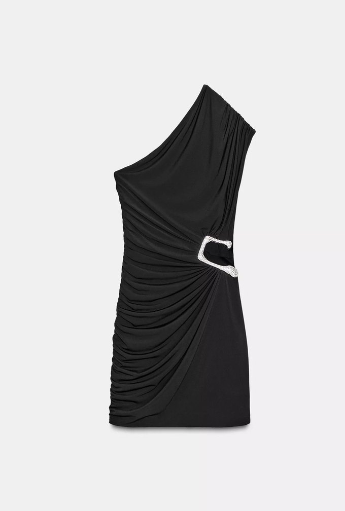 Siyah Straplez Mini Elbise - Görsel 4