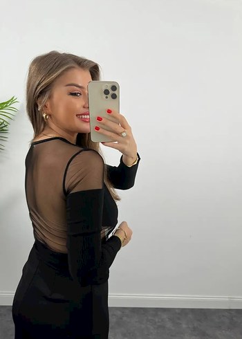 Lüks Kalite Transparan Detaylı Tüllü Likralı Bluz - Görsel 3