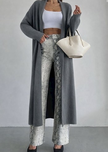 Kadın Uzun Yumoş Hırka Antrasit - Görsel 2