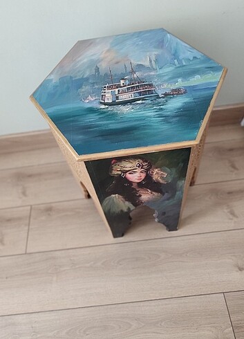 Ahşap boyama Osmanlı motifli sehpa
