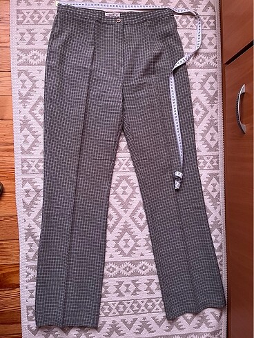Pöti kare yüksek bel kumaş pantolon