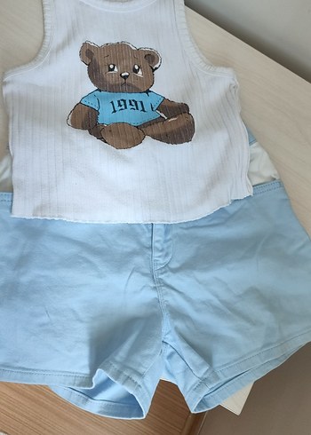 Mavi Ayıcık Baskılı Bebek Takımı - Görsel 2
