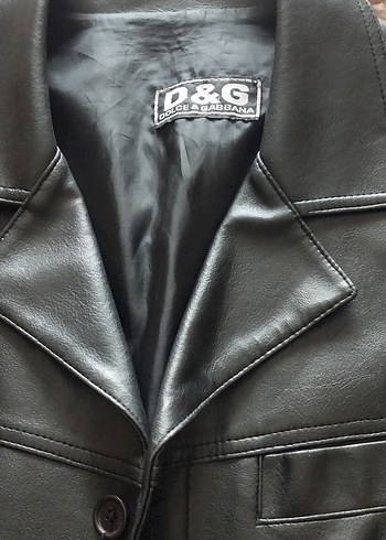 D&G Siyah Deri Biker Ceket
