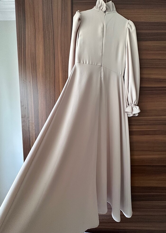 Armine sade bej renk asil tertemiz abiye elbise - Görsel 4
