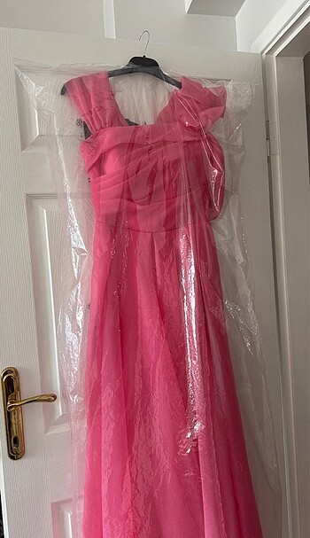 nişan abiye elbisesi pembe renk uzun - Görsel 4