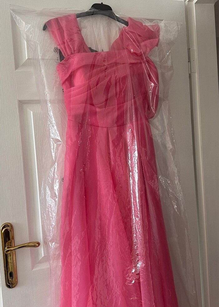 nişan abiye elbisesi pembe renk uzun - Görsel 4