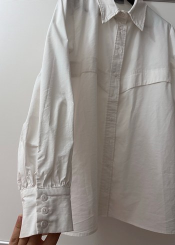 Kadın Beyaz Kemerli Klasik Gömlek - Görsel 4