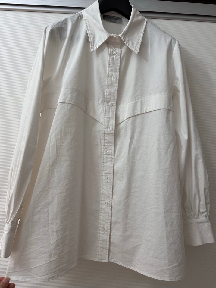 Kadın Beyaz Kemerli Klasik Gömlek - Görsel 3