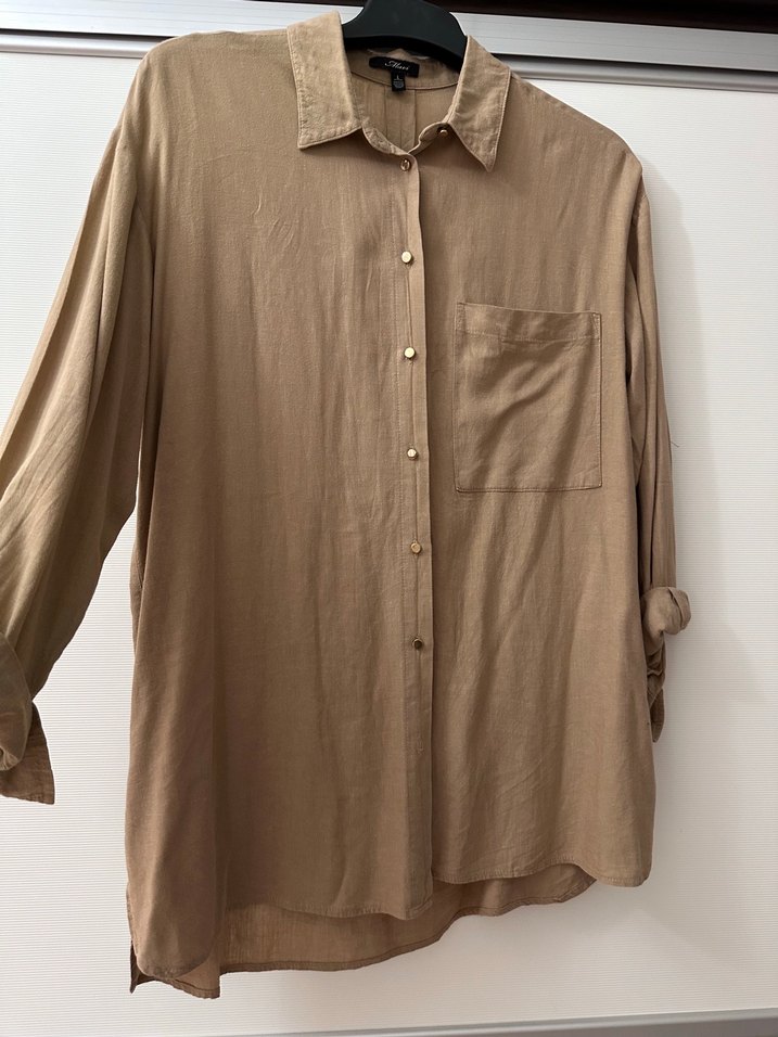 Mavi marka Bej Kadın Keten Uzun Kollu Gömlek - Görsel 3