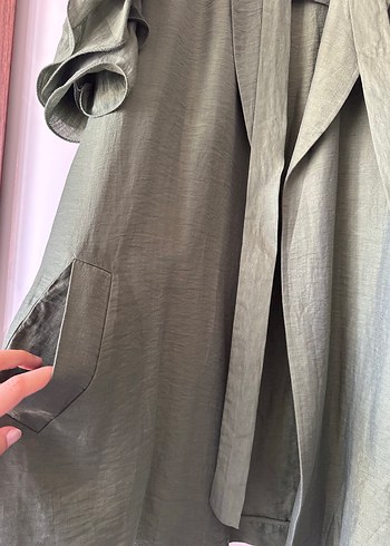 Nocturne marka saf Keten ceket tunik abaya - Görsel 5