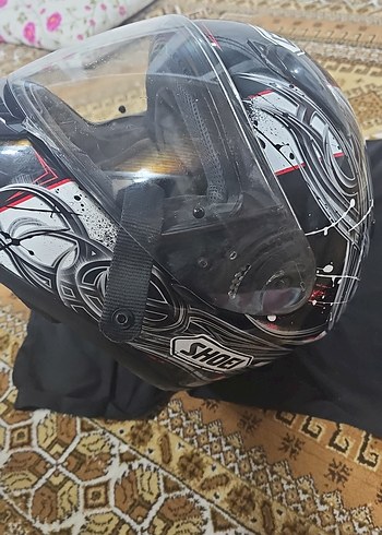 SHOEI Siyah Parlak Baskılı Motosiklet Kaskı - Görsel 2