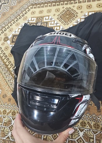 SHOEI Siyah Parlak Baskılı Motosiklet Kaskı - Görsel 3