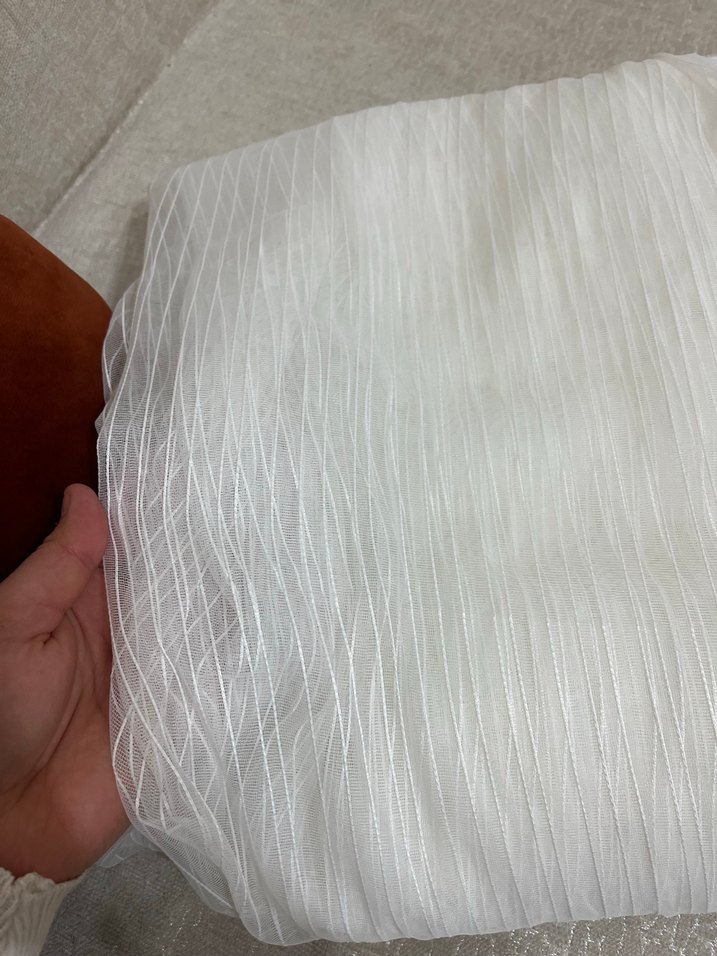 Beyaz Parlak Modern Tül Perde - Görsel 2