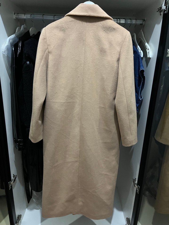 Bej Düğmeli Kadın Uzun Kaban - Görsel 2