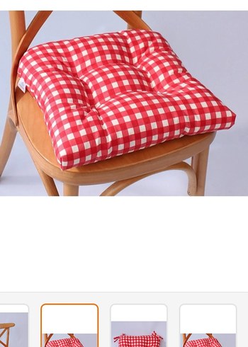 Kareli Kırmızı Sandalye Minderi - Görsel 2