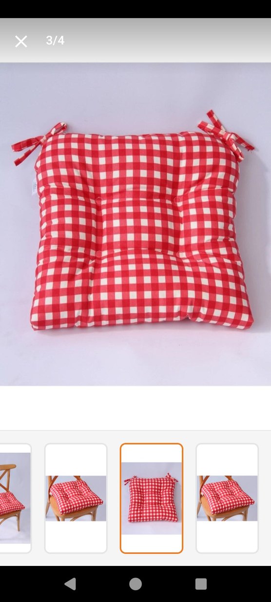 Kareli Kırmızı Sandalye Minderi - Görsel 3