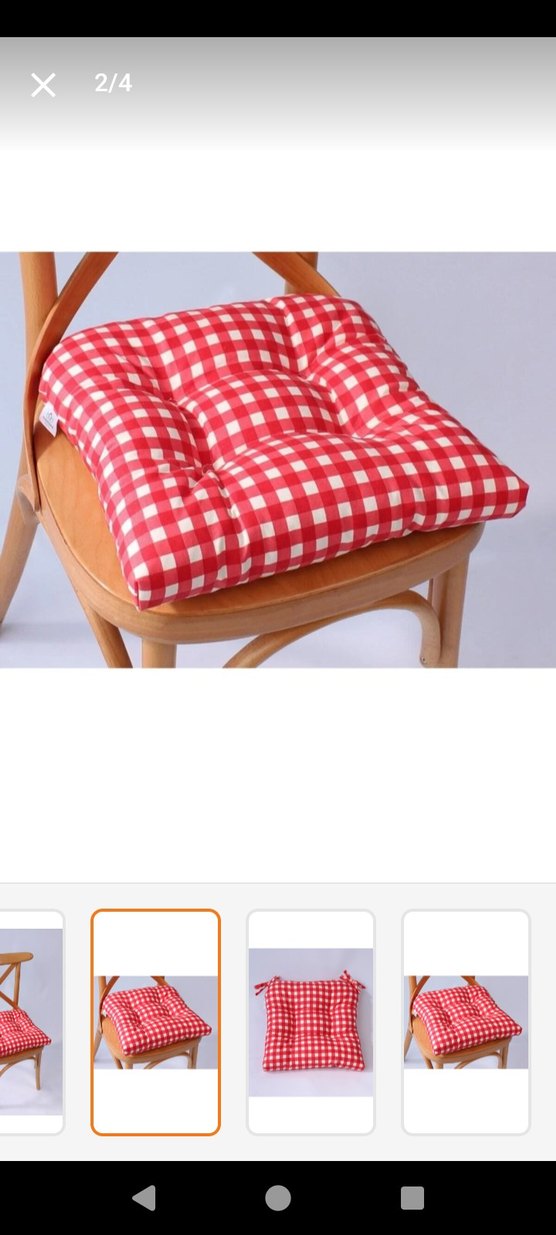 Kareli Kırmızı Sandalye Minderi - Görsel 2