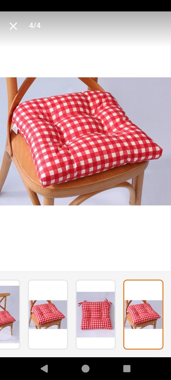 Kareli Kırmızı Sandalye Minderi - Görsel 4