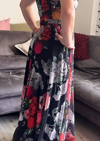 Çiçek Desenli Uzun Bohem Elbise - Görsel 2