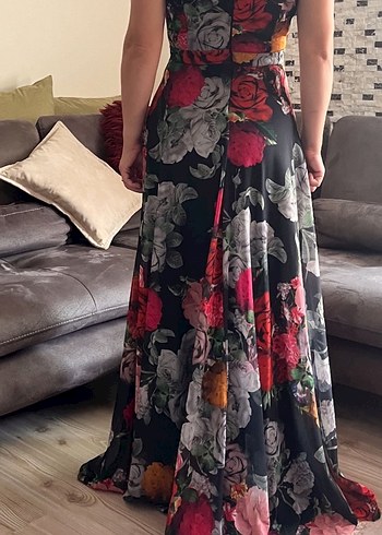 Çiçek Desenli Uzun Bohem Elbise - Görsel 3