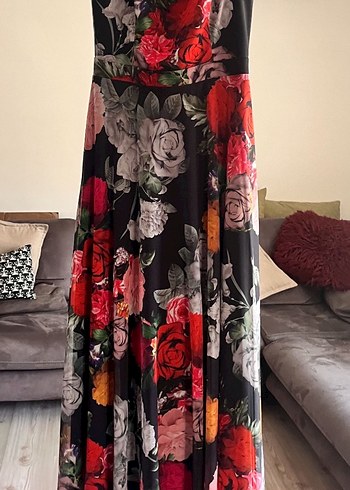 Çiçek Desenli Uzun Bohem Elbise - Görsel 5